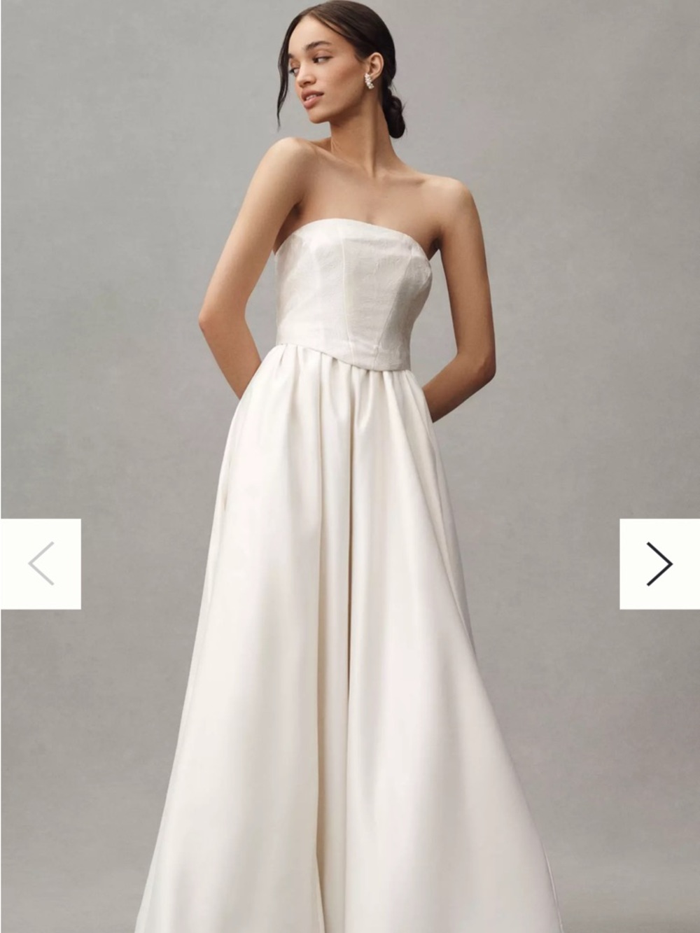 BHLDN Strapless Ivory/White Satin Ball Gown